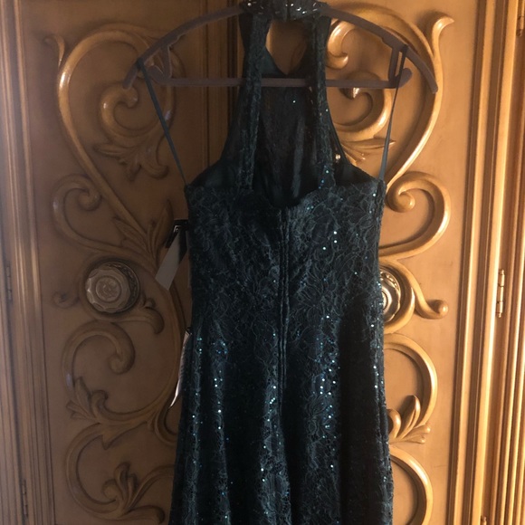 City Studio Emerald Sequined Lace High Low Dress - Picture 4 of 5